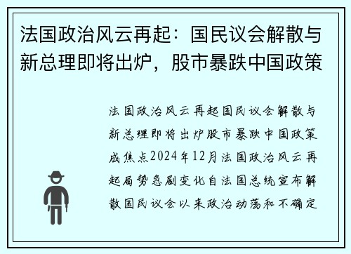 法国政治风云再起：国民议会解散与新总理即将出炉，股市暴跌中国政策成焦点
